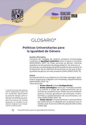 Glosario de Políticas Universitarias para la Igualdad de Género UNAM