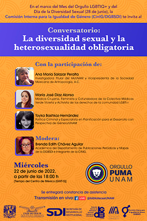 Cartel promocional: Conversatorio "La diversidad sexual y la heterosexualidad obligatoria" 