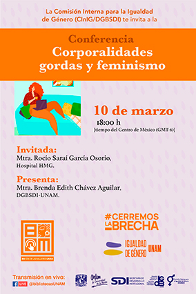 Cartel promocional: Conferencia "Corporalidades gordas y feminismo" 