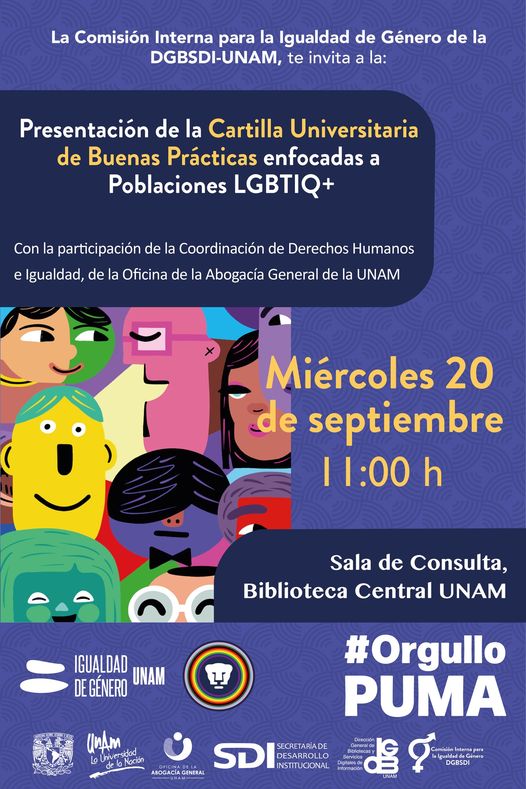 Cartel promocional: Presentación de la ""Cartilla de buenas prácticas enfocadas a poblaciones LGBTIQ+"" 